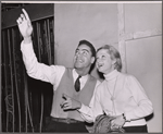 Earle Hyman and Gaby Rodgers in rehearsal for the stage production Mister Johnson