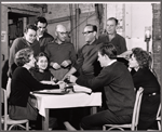 Cast and production team in rehearsal for the stage production The Milk Train Doesn't Stop Here Anymore