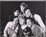 Shelley Winters [center] Lewis J. Stadlen, Gary Raucher, Daniel Fortus, Irwin Pearl and Alvin Kupperman in the stage production Minnie's Boys