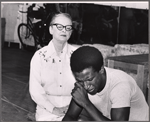 Bette Davis and Dorian Harewood in rehearsal for the pre-Broadway tryout of the stage production Miss Moffat