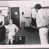 Dody Goodman, Bette Davis and David Sabin in rehearsal for the pre-Broadway tryout of the stage production Miss Moffat