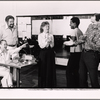 Bette Davis, David Sabin, Dody Goodman, Dorian Harewood and Lee Goodman in rehearsal for the pre-Broadway tryout of the stage production Miss Moffat