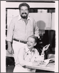 David Sabin and Bette Davis in rehearsal for the pre-Broadway tryout of the production Miss Moffat