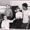 Anne Francine [background], Bette Davis, Lee Goodman, Dody Goodman and Dorian Harewood in rehearsal for the pre-Broadway tryout of the stage production Miss Moffat