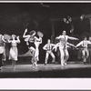 Connie Day [front left in black skirt], Swen Swenson [front right in plaid suit] and unidentified others in the stage production Molly