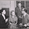 Siobhan McKenna, Vicki Cummings, Myron McCormick and unidentified in rehearsal for the stage production Motel