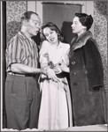 Myron McCormick, Sandy Dennis and Siobhan McKenna in the stage production Motel