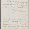 Howells, [William Dean], ALS to. [Nov. 20, 1874] (second). Previously [Oct. 1874]