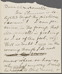 Howells, Mrs W. D., ALS to, mutilated; with postscript to W. D. Howells. [Feb. 1875].