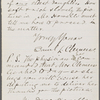 Howells, Mrs W. D., ALS to, mutilated; with postscript to W. D. Howells. [Feb. 1875].