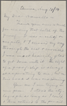 Howells, [William Dean], ALS to. Aug. 31, 1884. 
