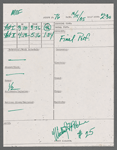 Stage manager's log