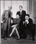 Sam Levene, Brenda Lewis, Tommy Rall and Theodore Bikel in rehearsal for the stage production Cafe Crown