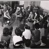 Sam Levene, Theodore Bikel [center] and ensemble in rehearsal for the stage production Cafe Crown