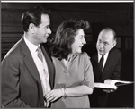 Eli Wallach, Maureen Stapleton, and director Harold Clurman in rehearsal for the stage production The Cold Wind and the Warm