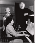 Agnes DeMille, Ray Bolger and unidentified in rehearsal for the stage production Come Summer