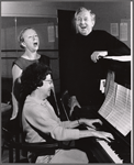 Agnes de Mille, Ray Bolger and unidentified in rehearsal for the stage production Come Summer