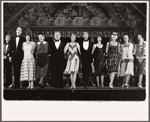 Betty Kean [fourth from left], Benny Baker [fifth from leftt], Evelyn Keyes [center], Denny Shearer [fifth from right], Loni Zoe Ackerman [tfourth from right] and ensemble in the touring production of the 1971 Broadway revival of No, No, Nanette