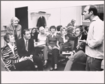 Ruth Donnelly [standing at left], Evelyn Keyes [seated at left], Don Ameche [next to Keyes ], Swen Swenson [seated at right] and unidentified in the touring stage production of the 1971 Broadway revival of No, No, Nanette