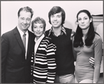 Don Ameche and Evelyn Keyes [at left] with unidentified performers in rehearsal for the touring production of the 1971 Broadway revival of No, No, Nanette