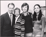 Don Ameche [at left], Evelyn Keyes [at left] and unidentified others in rehearsal for the touring stage production of the 1971 Broadway revival of No, No, Nanette