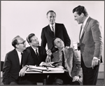 Elliot Martin, Gene Saks [center] and Robert Preston [right] in rehearsal for the stage production Nobody Loves an Albatross