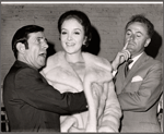 Norman Wisdom, Roni Dengel and Rex Garner in rehearsal for the stage production Not Now, Darling