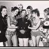 M'el Dowd, Roni Dengel, Norman Wisdom, Ardyth Kaiser and Joan Bassie in rehearsal for the stage production Not Now, Darling