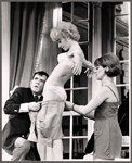 Norman Wisdom, Ardyth Kaiser and Joan Bassie in the stage production Not Now, Darling