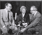 Producer Martin Gabel, Arlene Francis and playwright Harry Kurnitz in rehearsal for the stage production of Once More, With Feeling