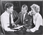 George Axelrod, Joseph Cotten and Arlene Francis in rehearsal for the stage production of Once More with Feeling