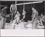 Al Lewis, John McLiam, Lloyd Nolan [center] David Winters [right] and unidentified others in the stage production One More River