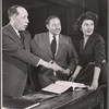 Harold Clurman, playwright Tennessee Williams and Maureen Stapleton in rehearsal for the stage production Orpheus Descending