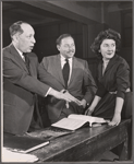 Harold Clurman, playwright Tennessee Williams and Maureen Stapleton in rehearsal for the stage production Orpheus Descending