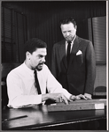 Earle Hyman and Alfred Drake in rehearsal for the 1957 American Shakespeare production of Othello