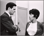 Alan Alda and Diana Sands in rehearsal for the stage production The Owl and the Pussycat