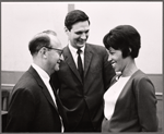 Philip Rose, Alan Alda and Diana Sands in rehearsal for the stage production The Owl and the Pussycat
