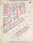 Manhattan, V. 1, Double Page Plate No. 13 [Map bounded by Canal St., East Broadway, Market St., Park Row, Milberry St., Park St., Mott St.]