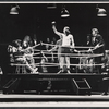 Val Pringle [left], Bill Copeland [center], Jack DeLeon [right] and unidentified others in the 1971 stage production of The Rise and Fall of the City of Mahagonny