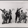 Al Freeman Jr. [far left], Godfrey Cambridge [second from left], Diana Sands [fifth from left holding pole] and unidentified others of the comedy troupe The Living Premise