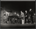 Henry Fonda, John Beal [center] and unidentified others in the 1968 stage production of The Front Page