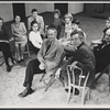 John Beal, Estelle Parsons, Jo Van Fleet, Henry Fonda, Robert Ryan, John McGiver and unidentified others in rehearsal for the 1968 stage production of The Front Page