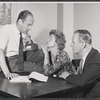 Frith Banbury, Wendy Hiller and unidentified in rehearsal for the stage production Flowering Cherry
