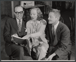 Herbert Machiz, Tallulah Bankhead and Randolph Carter in rehearsal for the stage production Eugenia