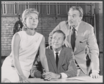 Mindy Carson, Jeffrey Lynn, and Walter Pidgeon in rehearsal for the stage production Dinner at Eight