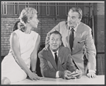 Mindy Carson, Jeffrey Lynn, and Walter Pidgeon in rehearsal for the stage production Dinner at Eight