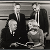 Gilbert Miller, Jerome Lawrence, Jennifer West and José Quintaro in rehearsal for the stage production Diamond Orchid
