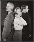 Shepperd Strudwick, Sylvia Daneel and Paul Roebling in rehearsal for the stage production A Desert Incident