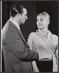 Dorothy Blackburn and unidentified in rehearsal for the stage production A Desert Incident