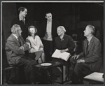 Cameron Prud'homme, Paul Roebling, Sylvia Daneel, Tad Danielewski, Pearl S. Buck and Shepperd Strudwick in rehearsal for the stage production A Desert Incident